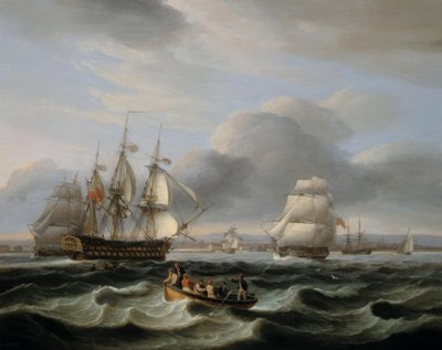 Navi da guerra britanniche e altre navi al largo del porto di Portsmouth da Thomas Luny